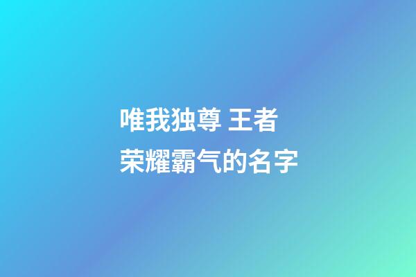 唯我独尊 王者荣耀霸气的名字
